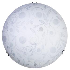 Plafoniera 1xE27 Ganci Cromo Vetro Lastra Bianco Decorato Garden E-Energy Clara