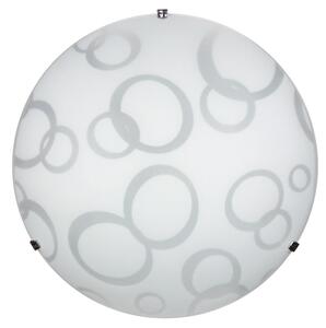 Plafoniera 1xE27 Ganci Cromo Vetro Lastra Bianco Decorato Cerchi E-Energy Daria
