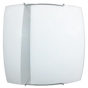 Plafoniera 1xE27 Montatura Bianca Vetro Lastra Bianco Fascia Satinata E-Energy Gilda