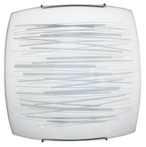 Plafoniera 1xE27 Ganci Cromo Vetro Lastra Bianco Decorato Righe Orizzontali E-Energy Manuela
