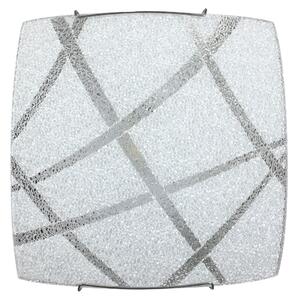 Plafoniera 1xE27 Montatura Bianca Vetro Lastra Diamantino Serigrafato Bianco E-Energy Cloe