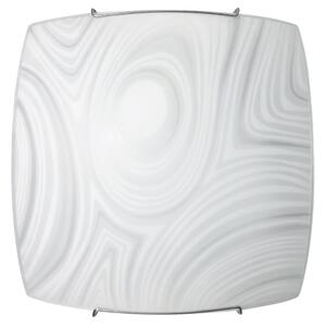 Plafoniera 1xE27 Ganci Cromo Vetro Lastra Bianco Decorato Fantasia E-Energy Martina