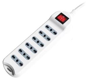 V-TAC Multipresa ciabatta 6 posti prese/bipasso 10/16A standard italiano interruttore luminoso - sku 8742