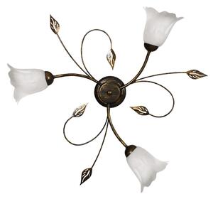 Plafoniera 3xE14 Montatura Marrone Oro Vetro Spugnato Bianco E-Energy Teresa