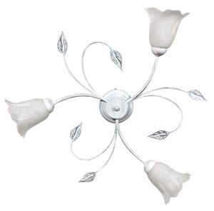 Plafoniera 3xE14 Montatura Bianco Argento Vetro Spugnato Bianco E-Energy Teresa