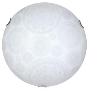 Plafoniera 1xE27 Ganci Cromo Vetro Lastra Bianco Decorato Ruote E-Energy Tosca