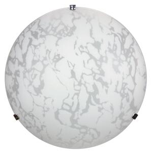 Plafoniera 1xE27 Ganci Cromo Vetro Lastra Bianco Decorato Marmo E-Energy Maida