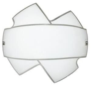 Plafoniera 1xE27 Montatura Bianca Vetro Lastra Serigrafato Bianco E-Energy Nives