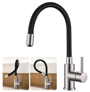Rubinetto da cucina - Cromato - Doccetta estraibile flessibile - Girevole 360° - Acqua calda e fredda - Acciaio inossidabile