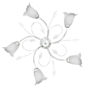 Plafoniera 5xE14 Montatura M.Bi Argento Vetro Spugnato Bianco E-Energy Teresa