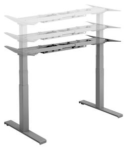 Scrivania da ufficio regolabile in altezza, colore grigio chiaro. Piano del tavolo: resina melaminica, dimensioni 160x80 cm