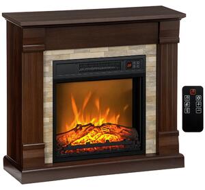 HOMCOM Camino Elettrico da Terra con Timer, Fiamma e Temperatura Regolabile, 80x21.6x67.8 cm, Marrone