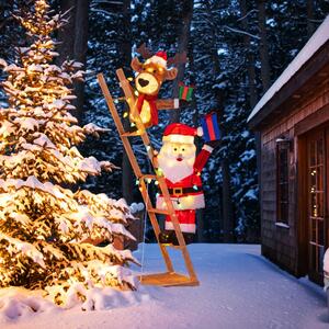Costway Decorazione natalizia 3D pre-illuminata e pupazzo di neve gonfiabile, Renna e babbo natale illuminati e decorazione natalizia invernale gonfiabile