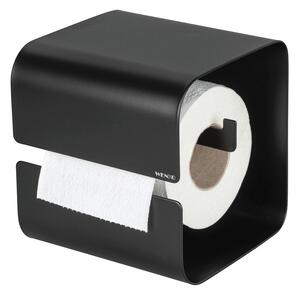 Porta carta igienica senza foratura nero in acciaio con aggancio Turbo-loc Lizan – Wenko