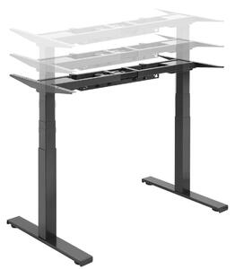 Scrivania da ufficio regolabile in altezza, colore nero. Piano in legno impiallacciato noce, resina melamminica, dimensioni 160x80 cm