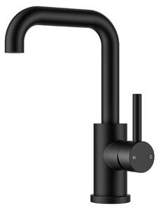Miscelatore lavabo bagno - Rubinetto monocomando - Nero - 360° girevole - Acciaio inossidabile