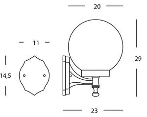 Lampada Applique Piccola in Alto Colore Nero Diametro 20Cm per Esterno Linea Sfera Livos