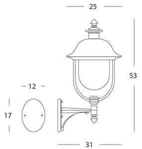 Lampada Applique in Alto Color Grigio e Rame da Esterno Linea Rustica Sovil