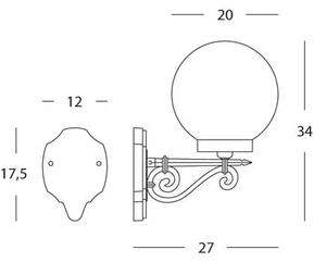 Lampada Applique Media in Alto Colore Nero Diametro 20Cm per Esterno Linea Sfera Livos