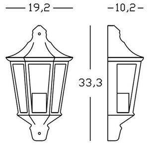 Lampada Applique Mezza Lanterna Esagonale Piccola Colore Nero per Esterno Linea Wall Sovil