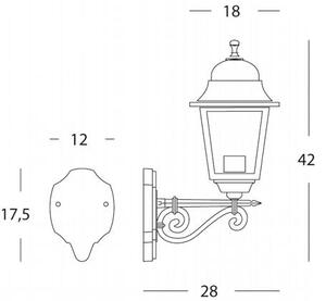 Lampada Applique Media in Alto Colore Bianco e Argento per Esterno Linea Old Sovil