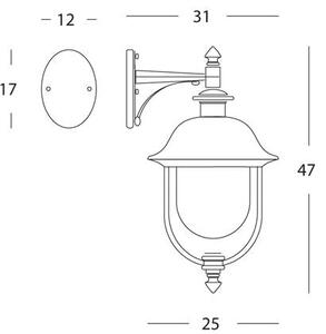 Lampada Applique in Basso Color Grigio e Rame da Esterno Linea Rustica Sovil