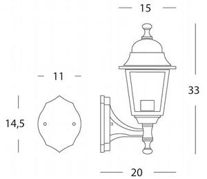 Lampada Applique Piccola in Alto Colore Nero da Esterno Linea Mini Quadrata Sovil