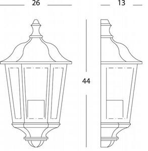 Lampada Applique Mezza Lanterna Esagonale Grande Colore Nero per Esterno Linea Wall Sovil