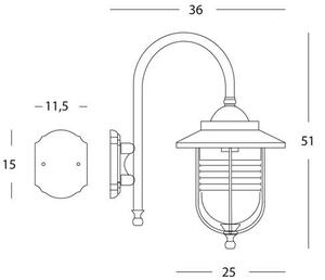 Lampada Applique Grande in Basso Color Ruggine da Esterno Linea Porto Sovil