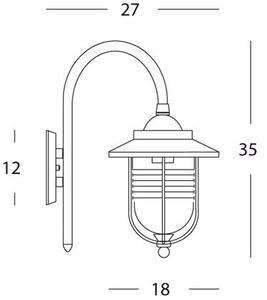 Lampada Applique Piccola in Basso Color Ruggine da Esterno Linea Porto Sovil