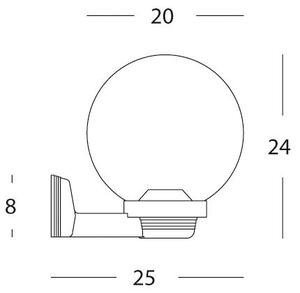 Lampada Applique a Sfera Opale in Alto Colore Nero Diametro 20Cm per Esterno Linea Globo Sovil