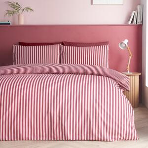 Set copripiumino e federa burgundy per letto matrimoniale 200x200 cm Epping Textured Stripe – Catherine Lansfield