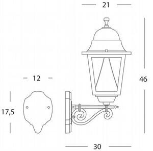 Lampada Applique Grande in Alto con Led Colore Nero per Esterno Linea Mac Sovil