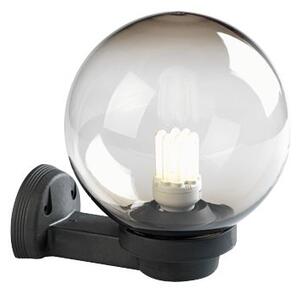 Lampada Applique a Sfera Fumè in Alto Colore Nero Diametro 20Cm per Esterno Linea Globo Sovil