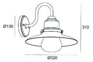 Lampada Applique in Basso Colore Bianco e Oro per Esterno Linea Fisher Sovil