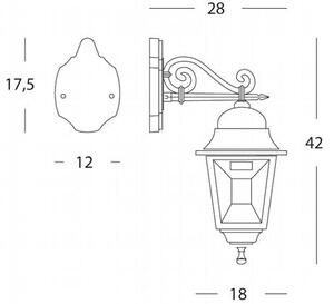 Lampada Applique in Basso Colore Grigio per Esterno Linea Tiffany Sovil