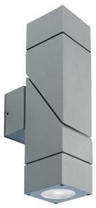 Lampada Applique Due Luci Colore Alluminio per Esterno Linea Square Livos