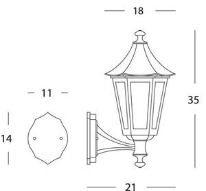 Lampada Applique in Alto Colore Nero per Esterno Linea Pagoda Sovil