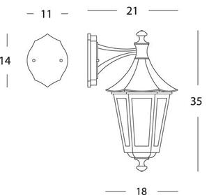 Lampada Applique in Basso Colore Nero per Esterno Linea Pagoda Sovil