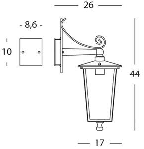 Lampada Applique in Basso Colore Ruggine per Esterno Linea Notorius Livos