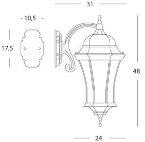 Lampada Applique in Basso Colore Nero e Verde per Esterno Linea Curvata Sovil