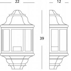Lampada Mezza Lanterna Molata Grande Colore Grigio per Esterno Linea Wall Sovil