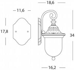 Lampada Applique Piccola con Vetro Colore Ruggine per Esterno Linea Rice Sovil