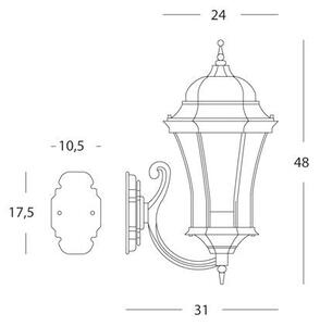 Lampada Applique in Alto Colore Nero e Verde per Esterno Linea Curvata Sovil