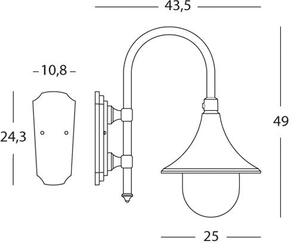 Lampada Applique in Basso Colore Ruggine per Esterno Linea Deluxe Livos