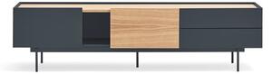 Tavolo TV in rovere decorato in colore antracite-naturale 180x45 cm Otto - Teulat