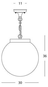 Lampada Sospesa Colore Nero Diametro 30Cm da Esterno Linea Sfera Livos