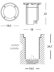 Faro Calpestabile da Incasso Tondo a Pavimento Colore Acciaio da Esterno Line Route Livos