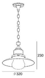 Lampada Sospesa Colore Bianco e Oro per Esterno Linea Fisher Sovil