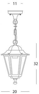 Lampada Sospesa Colore Nero per Esterno Linea Mini Esagonale Sovil